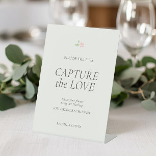 Ivory Capture the Love Wedding Table Top Pedestal Sign