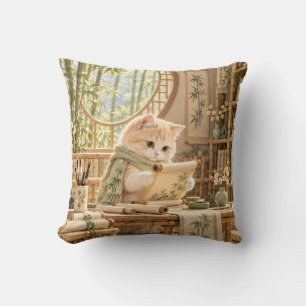 Ivory Cat Bamboo Reading Study Cushion