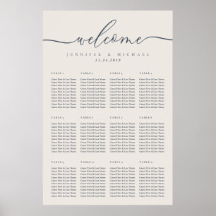 Ivory Celebration Wedding Party Seating Welcome Poster