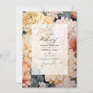 Ivory, Champagne and White Floral Wedding Invitation