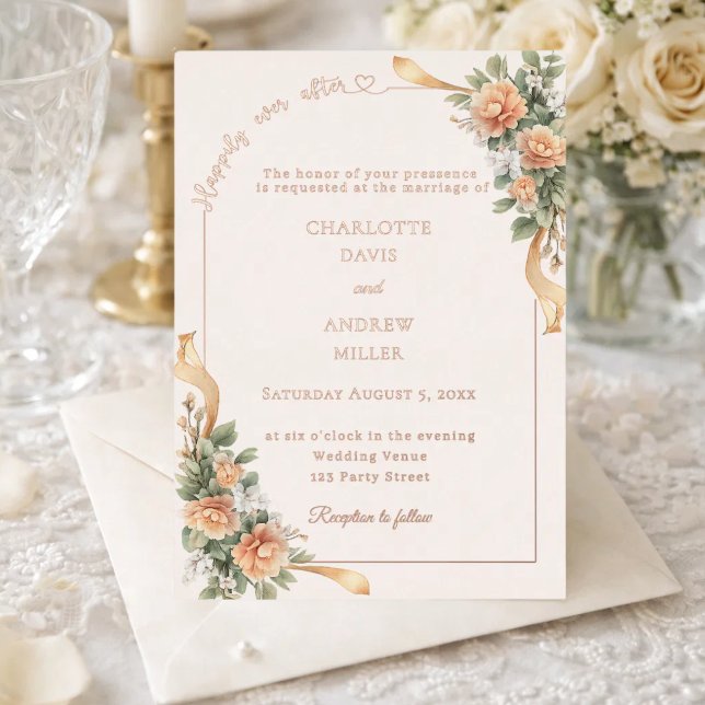 Ivory champagne florals ribbon rose gold wedding (Creator Uploaded)