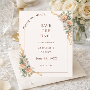 Ivory champagne florals wedding Save the Date card