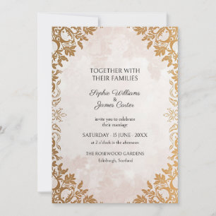 Ivory Champagne Gold Baroque Wedding Invitation