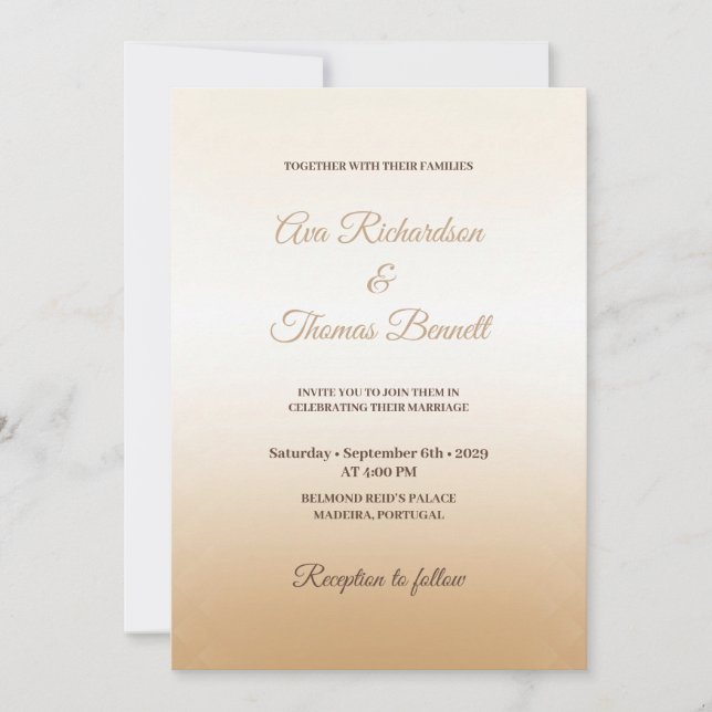 Ivory Champagne Gradient Wedding Invitation (Front)