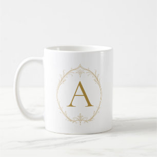 Ivory Champagne Lily Personalised Initial Mug