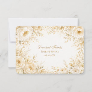 Ivory Champagne Pearl Floral Wedding Thank You Card