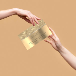 Ivory Champaign Gold Diamond Stripes Glitter VIP Business Card