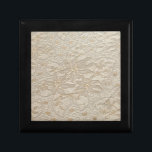 Ivory Chantilly Lace Gift Box<br><div class="desc">Prized by kings and queens Chantilly lace on a bridal gown or veil signifies timely elegance. Chantilly lace is a bobbin lace, hand-made in the region of Chantilly, France and Belgium. It was made popular during the 18th century when the black version was used for mourning shawls and veils in...</div>