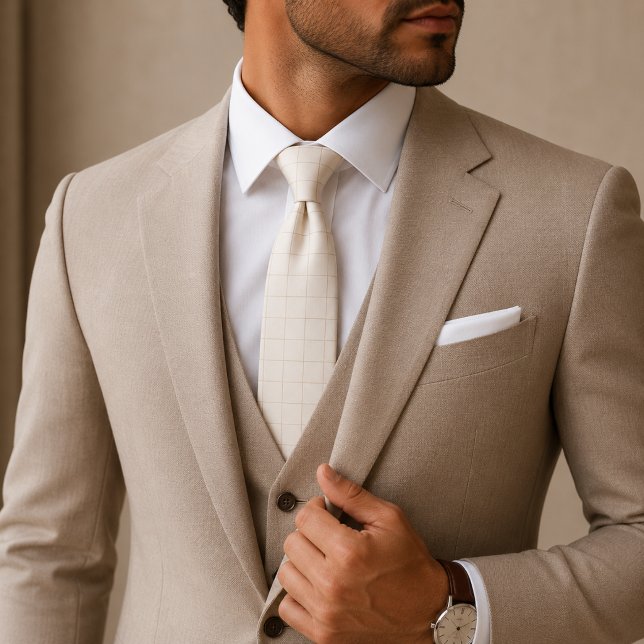 Ivory Chequered Tie (Creator Uploaded)