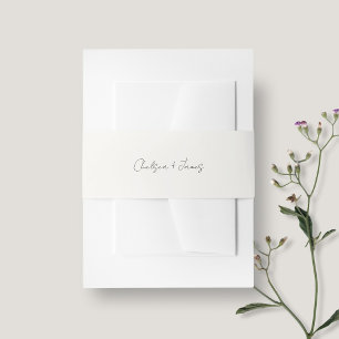Ivory Chic and Simple Script Wedding Invitation Belly Band