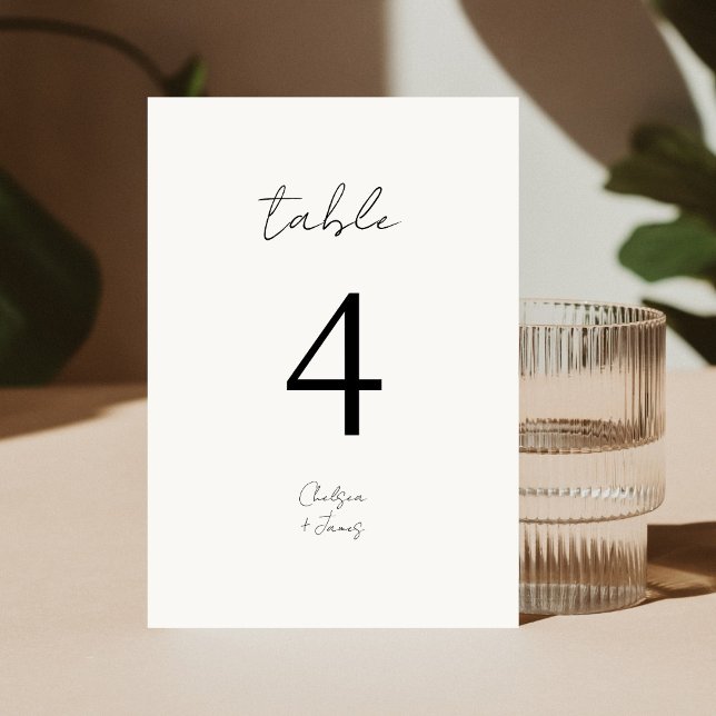 Ivory | Chic B&W Minimalist Wedding  Table Number (Creator Uploaded)