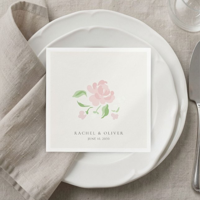 Ivory | Chic Blush Rose Wedding Invitation  Napkin (Creator Uploaded)