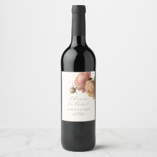 Ivory   Chic Blush Script  Rose Wedding  Wine Label