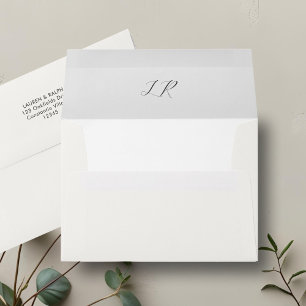 Ivory Chic Contemporary Couple Initials Wedding Envelope