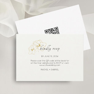 Ivory Chic Floral Minimalist QR Wedding RSVP