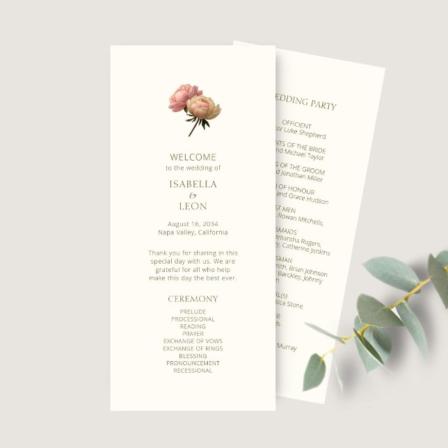 Ivory | Chic Floral Rose Wedding Program (Creator Uploaded)