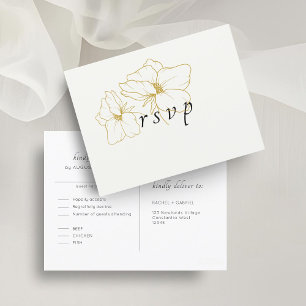 Ivory Chic Floral Wedding RSVP Postcard