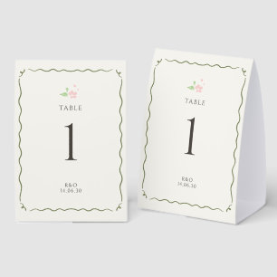 Ivory Chic Floral Wedding Table Number Card
