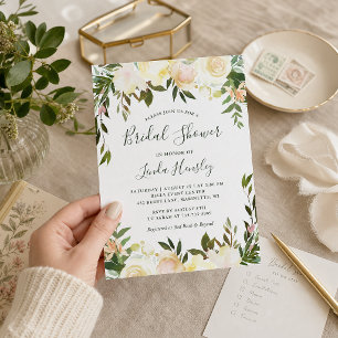 Ivory Chic Garden Greenery Bridal Shower Invitation