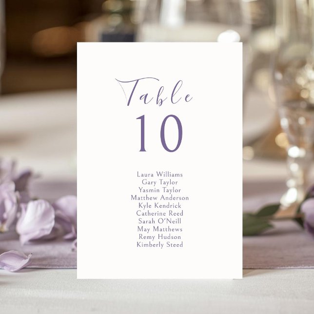 Ivory | Chic Lavender Wedding Seating & Table Card (Creator Uploaded)