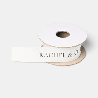 Ivory | Chic Minimal Wedding Couple Names Satin Ribbon