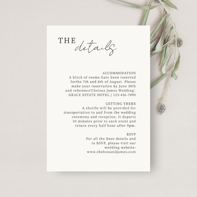 Ivory | Chic Minimalist Wedding Details Enclosure Card (Creator Uploaded)