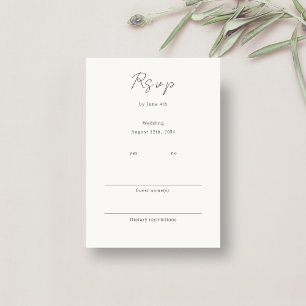 Ivory Chic Minimalist Wedding RSVP Enclosure Card