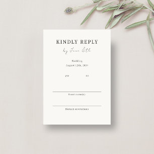 Ivory Chic Minimalist Wedding RSVP Enclosure Card