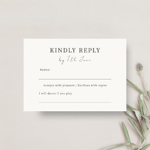 Ivory Chic Minimalist Wedding RSVP Enclosure Card