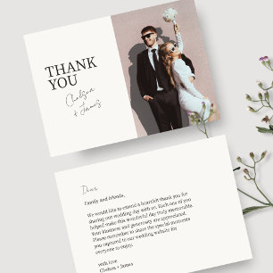 Ivory   Chic Modern Flat Wedding Thank You Card
