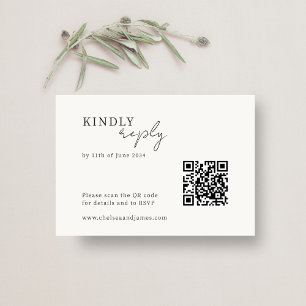 Ivory Chic QR Code Minimalist Wedding RSVP Enclosure Card