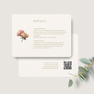 Ivory Chic Rose Wedding Detail QR Code Enclosure Card