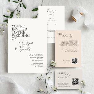 Ivory   Chic Script Minimalist Wedding Invitation