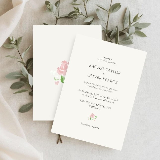Ivory | Chic Watercolor Floral Wedding  Invitation (Creator Uploaded)