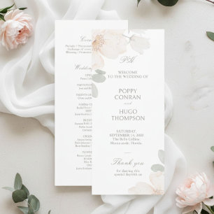 Ivory Chic Watercolor Flower Wedding Program
