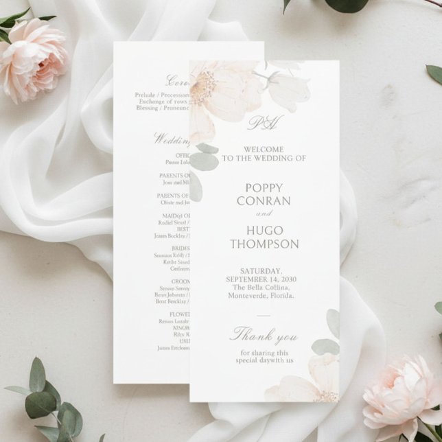 Ivory | Chic Watercolor Flower Wedding Program (Creator Uploaded)