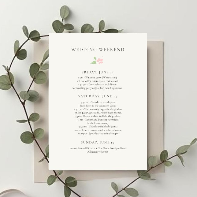 Ivory | Chic Wedding Weekend Itinerary Timeline Invitation (Creator Uploaded)