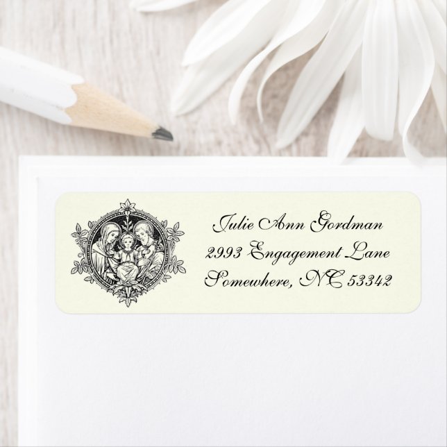 Ivory Classic Elegant Catholic Holy Family  Return Address Label (Insitu)