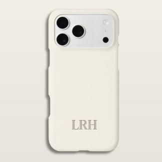 Ivory Classic Minimalist Initial Monogram iPhone 15 Case
