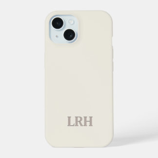 Ivory Classic Minimalist Initial Monogram  iPhone 15 Case