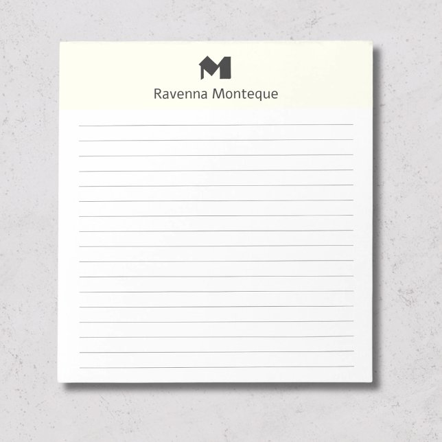 Ivory Classic Personalised Monogram Name Lined Notepad (Creator Uploaded)