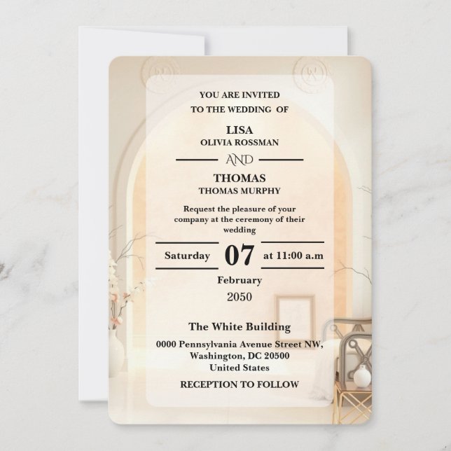 Ivory Cloud Dancer Luxe Wedding Invite (Front)