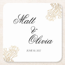 Ivory Coast Coastal Wedding Coaster Editable