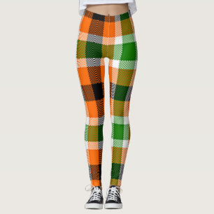 Ivory Coast Flag Colours Madras Check Plaid Leggings