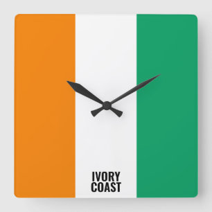Ivory Coast Flag Dazzling Patriotic Square Wall Clock