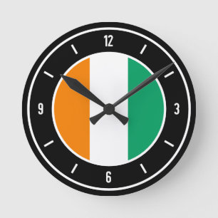 Ivory Coast Flag Elegant Round Clock