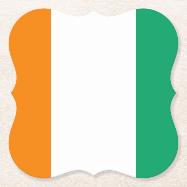 Ivory Coast Flag Paper Coaster (Front)