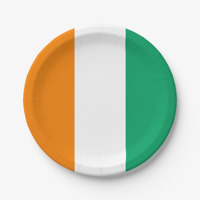 Ivory Coast Flag Paper Plate (Front)