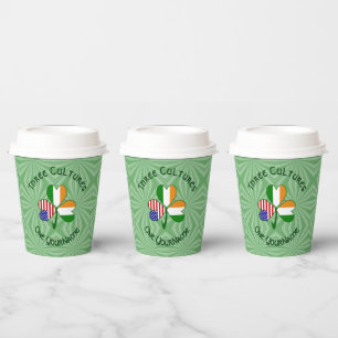 Ivory Coast Irish USA Shamrock Personalised Text Paper Cups