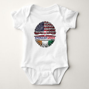 Ivory Coast Ivorian American USA Tree Roots Flag Baby Bodysuit